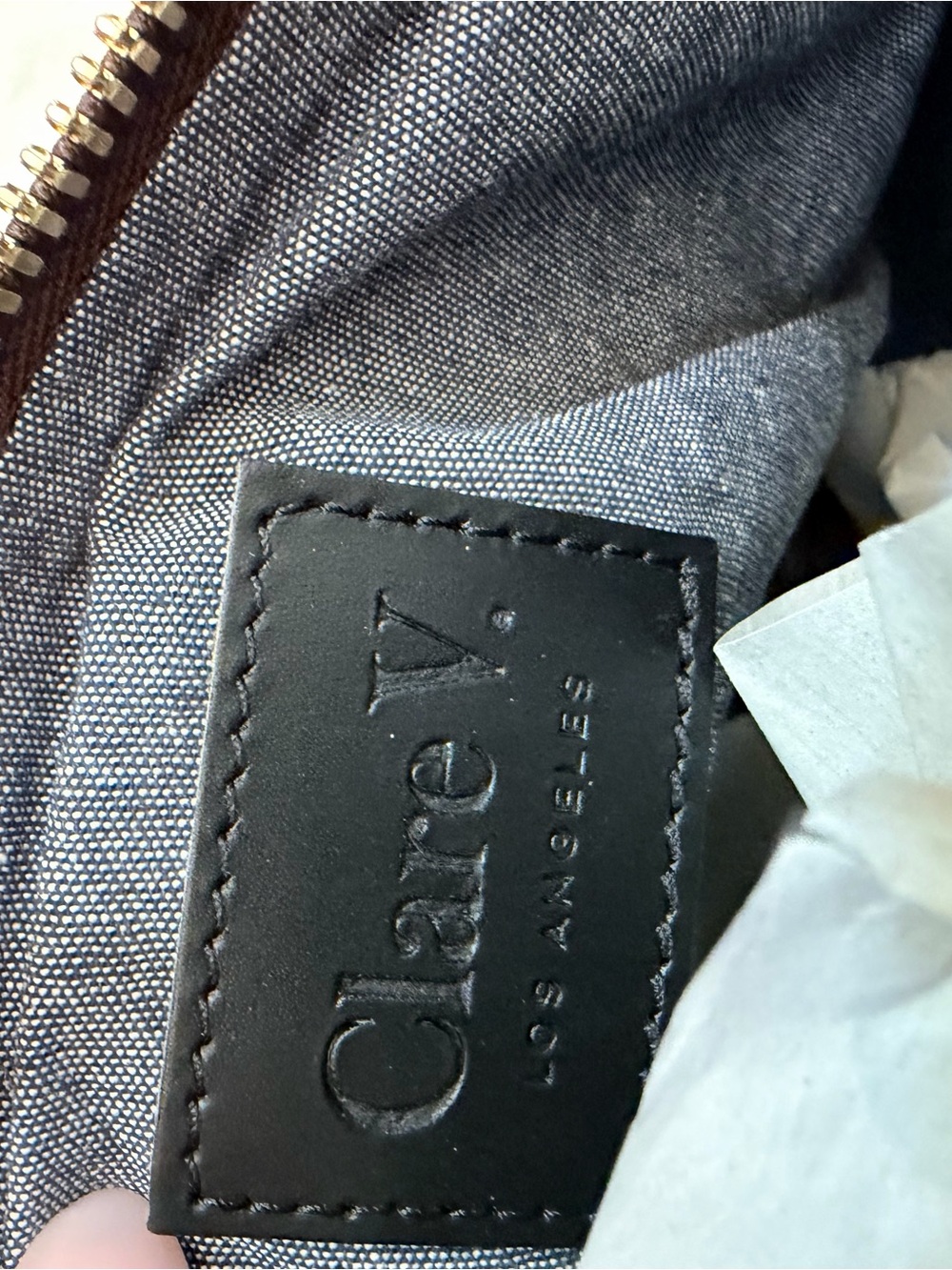 Clare V. Petit Moyen Pine/Chocolate Woven Checker Crossbody Bag + Dust Bag - Picture 5 of 8